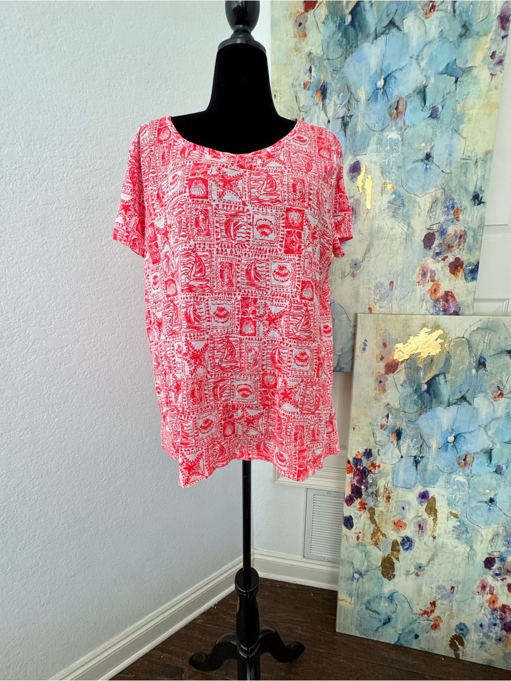 NWOT Lilly Pulitzer Sz XXL Etta Top Mizner Red Seaside Harbour